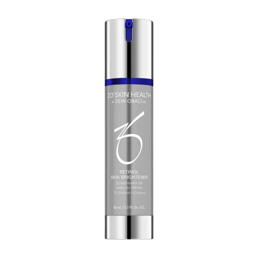 ZO Retinol Skin Brightener 1% bottle by ZO Skin Health, 1% encapsulated retinol serum for stubborn pigmentation and uneven tone