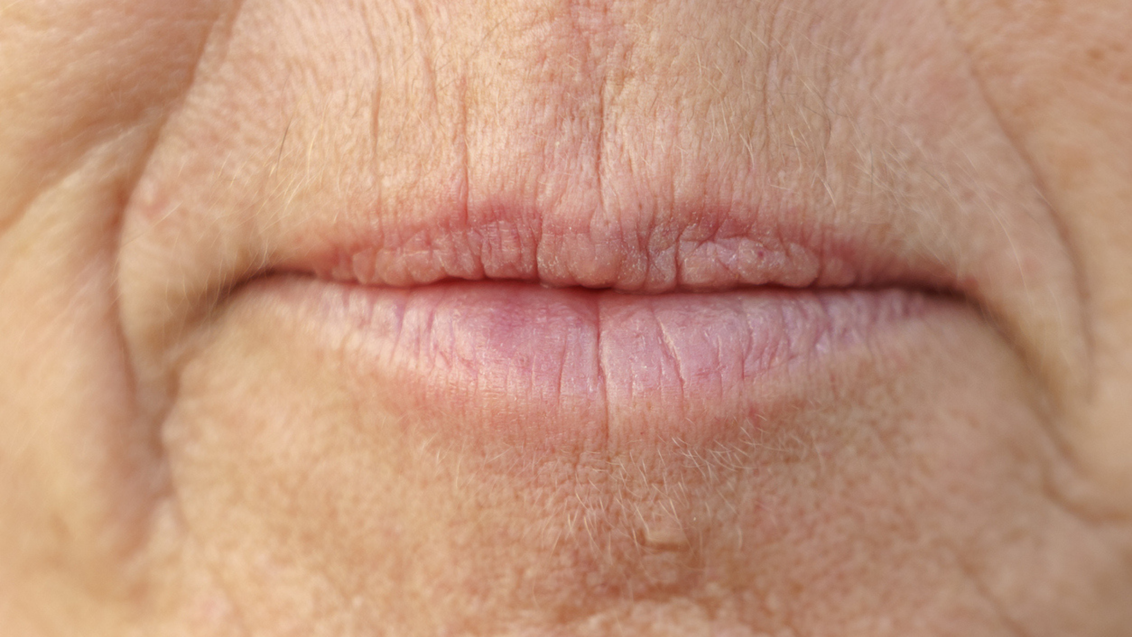 close up of middle aged woman's lips