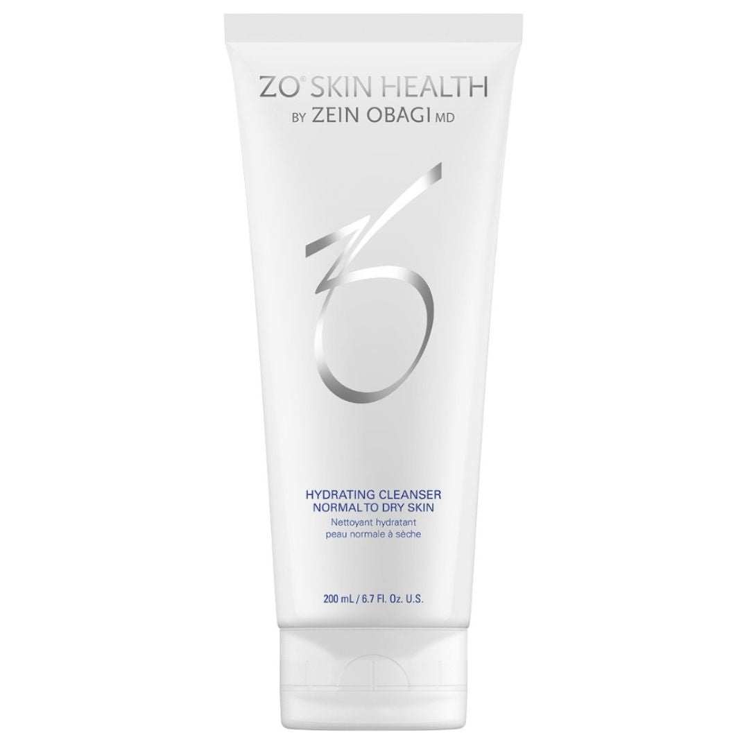 Tube of ZO Hydrating Cleanser for normal to dry skin with moisturizing ingredients Panthenol and Sodium Hyaluronate