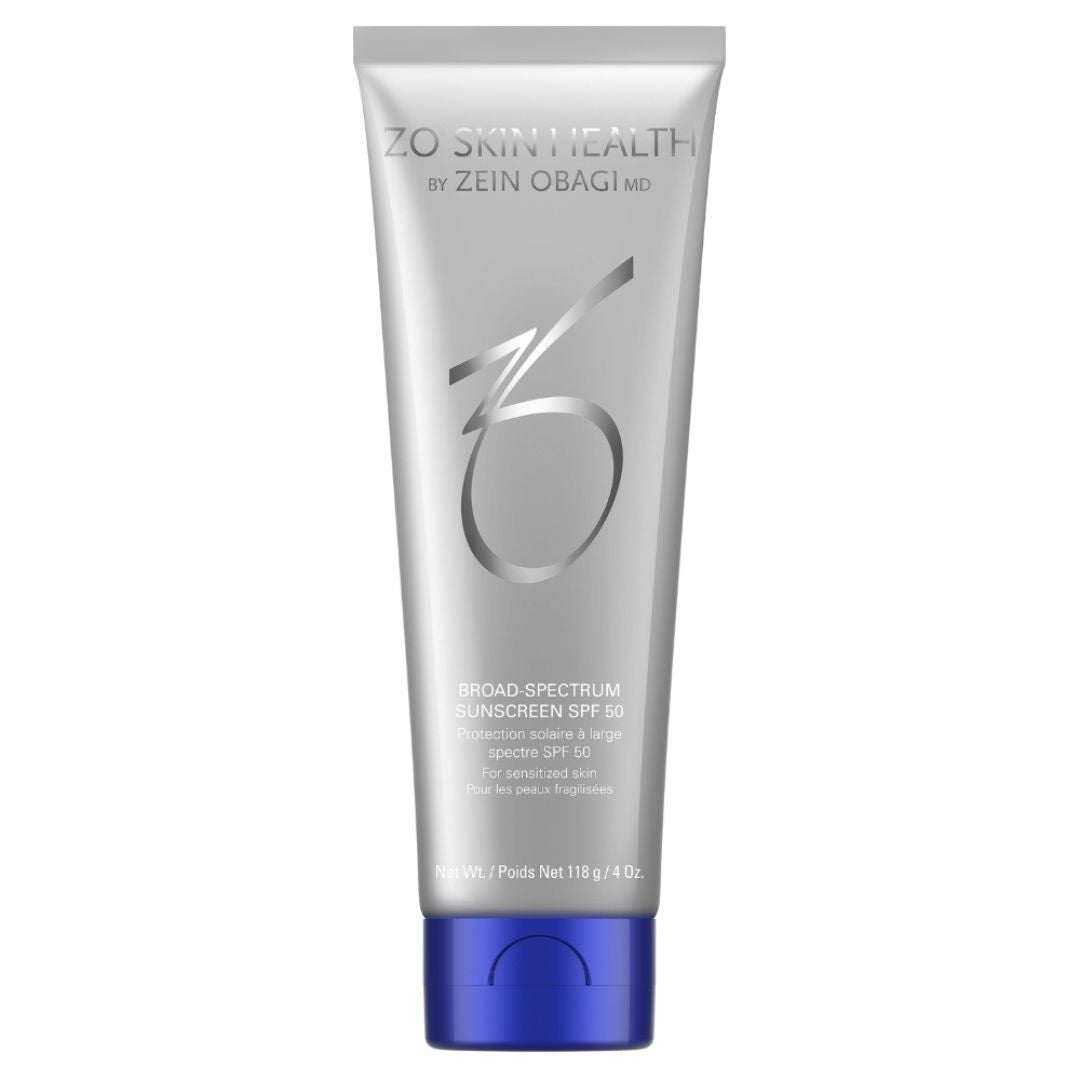 ZO Broad Spectrum Sunscreen SPF 50 – sheer lightweight sunscreen tube with broad-spectrum UVA/UVB protection against HEV and IR-A rays